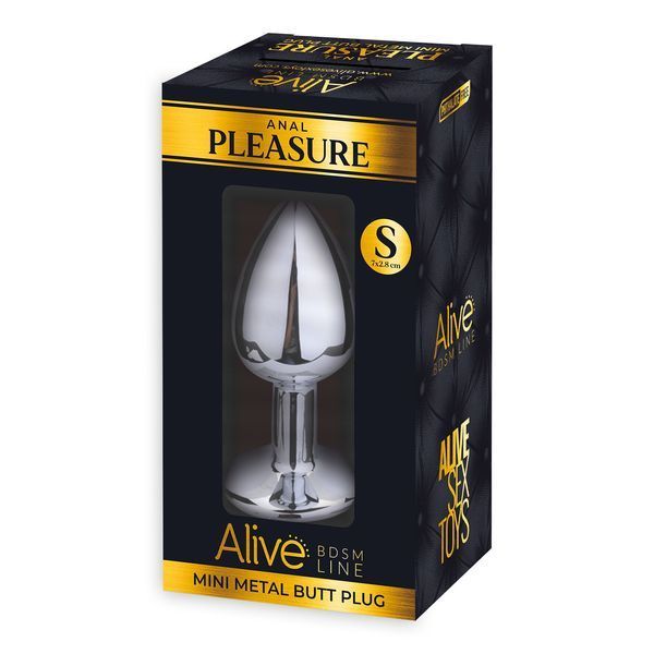 Анальна пробка зі стразом Alive Mini Metal Butt Plug S  Pink  2,5см 128 фото