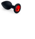 Силіконова анальна пробка з кристалом Black Silicone Red  (розмір S) 133 фото